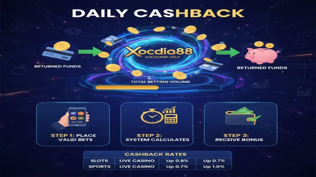 Cách nhận hoàn trả mỗi ngày nhanh nhất Xocdia88